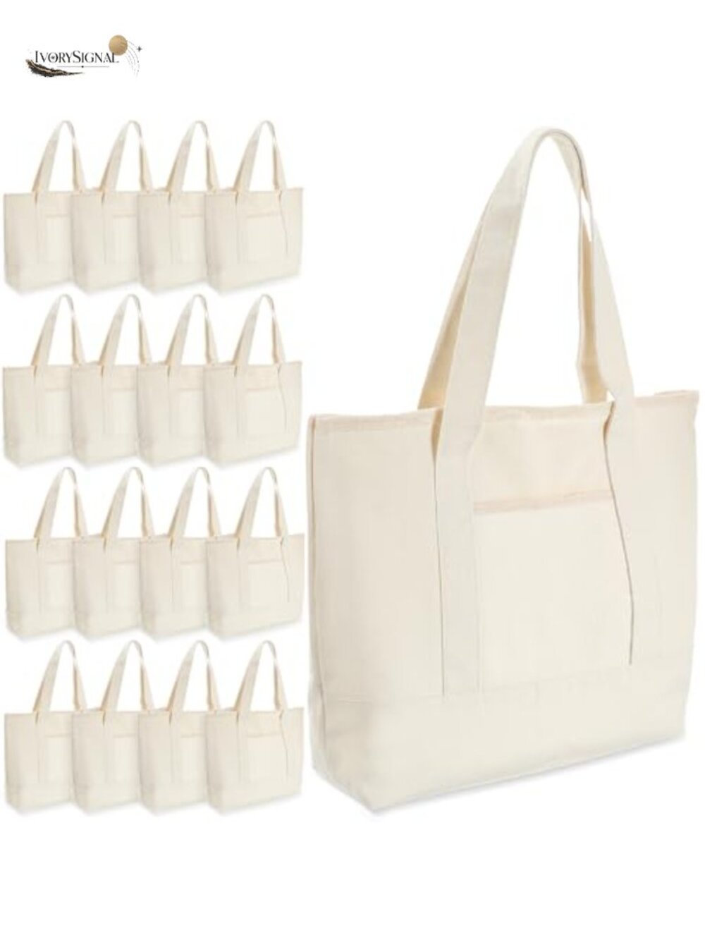 16 Pcs Canvas Tote Bag with Pockets for DIY Projects